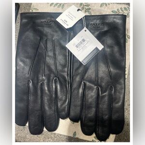 Coach Black Leather Men's Gloves XL